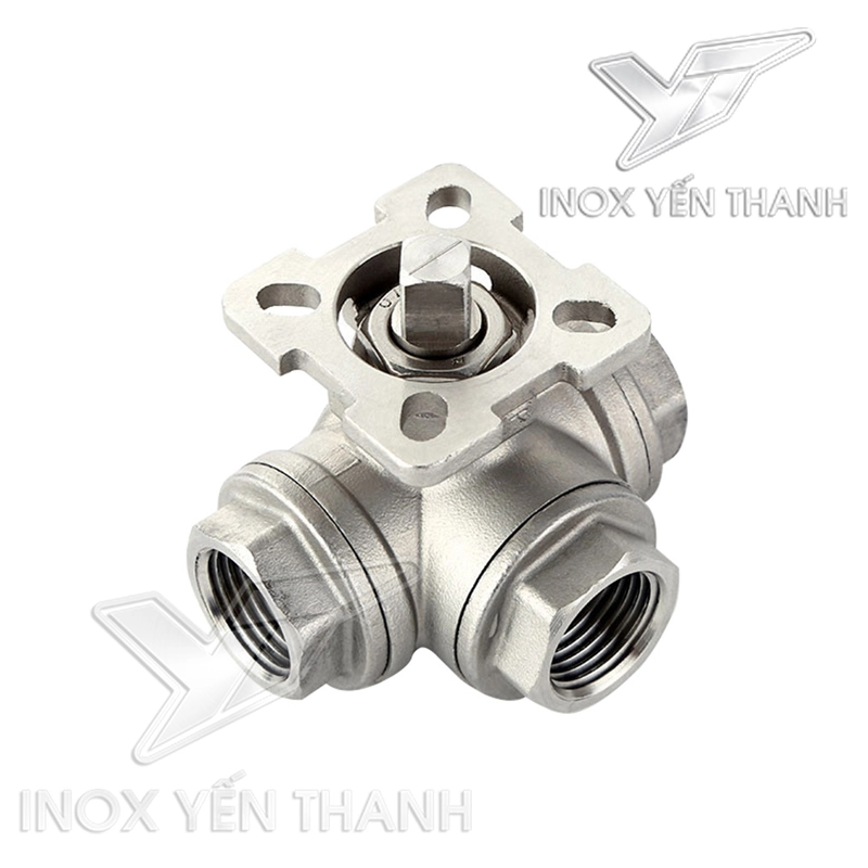 Van bi inox 3 ngả ren có tán